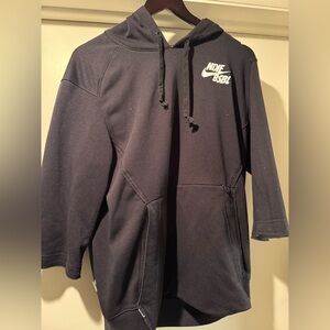 Black Nike Baseball Athletic 3/4 Sleeve Hooded Sweatshirt Medium.